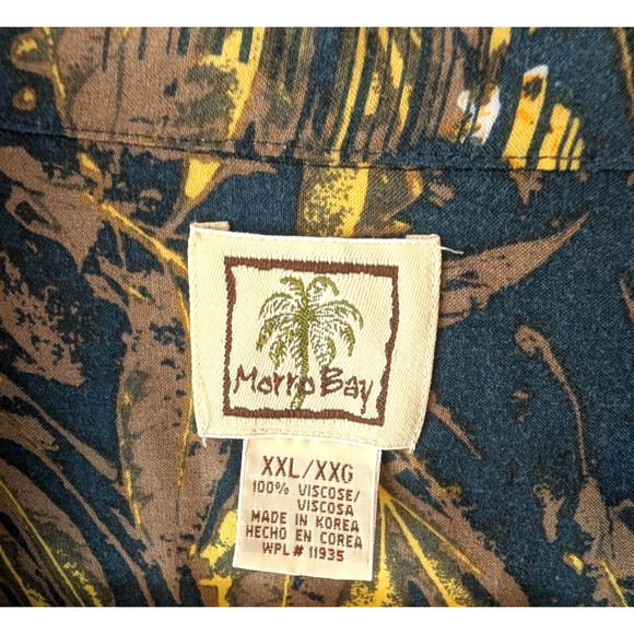 Morro Bay Hawaiian Button Up Shirt Men's Size XXL Blue Brown Tropical - Picture 2 of 3